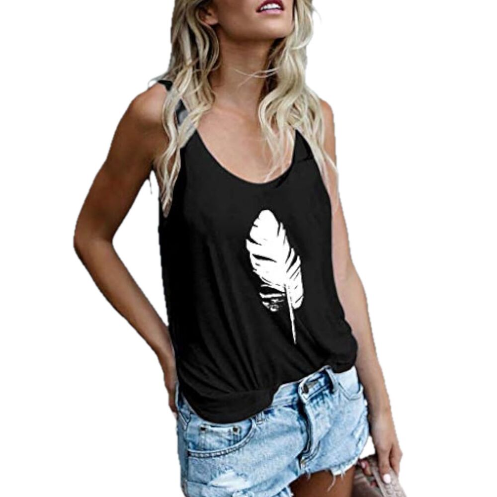 NEW Feather Graphic Cotton Tank